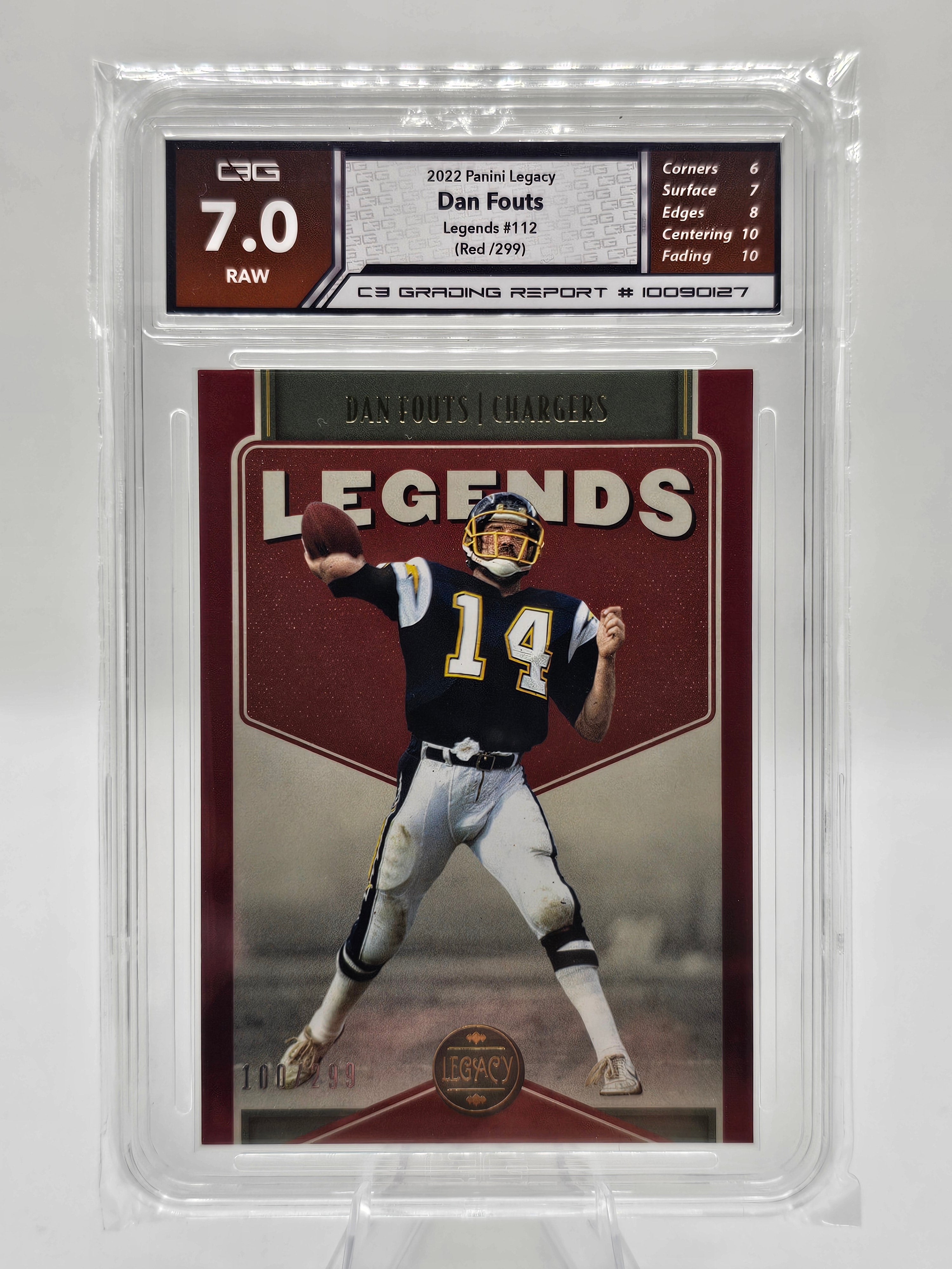2022 Panini Legacy Legends #112 Dan Fouts Red /299 C3 Graded 7.0