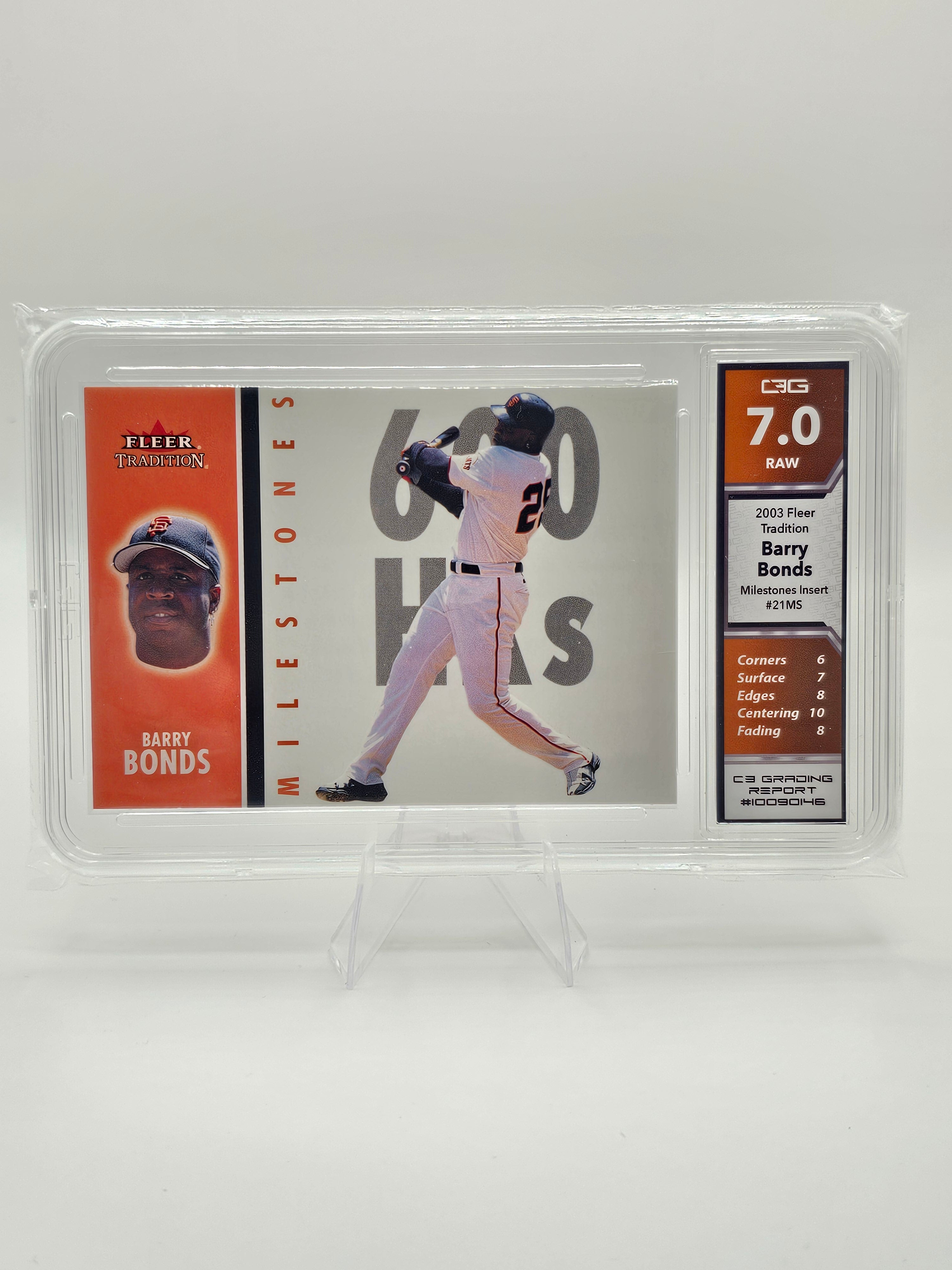 2003 Fleer Tradition Barry Bonds #21MS Milestones 600 Home Runs C3 Graded 7.0