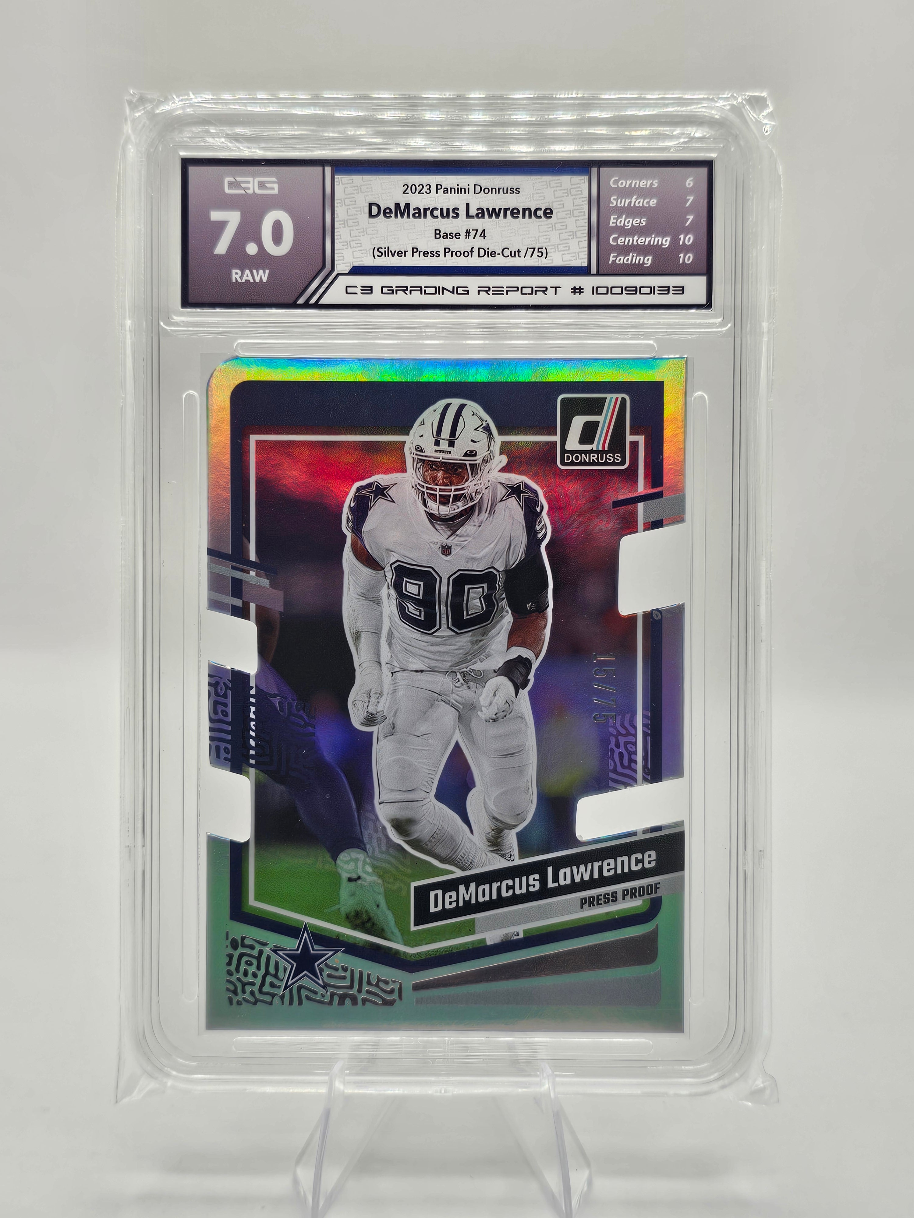 2023 Panini Donruss #74 DeMarcus Lawrence Silver Press Proof Die-Cut