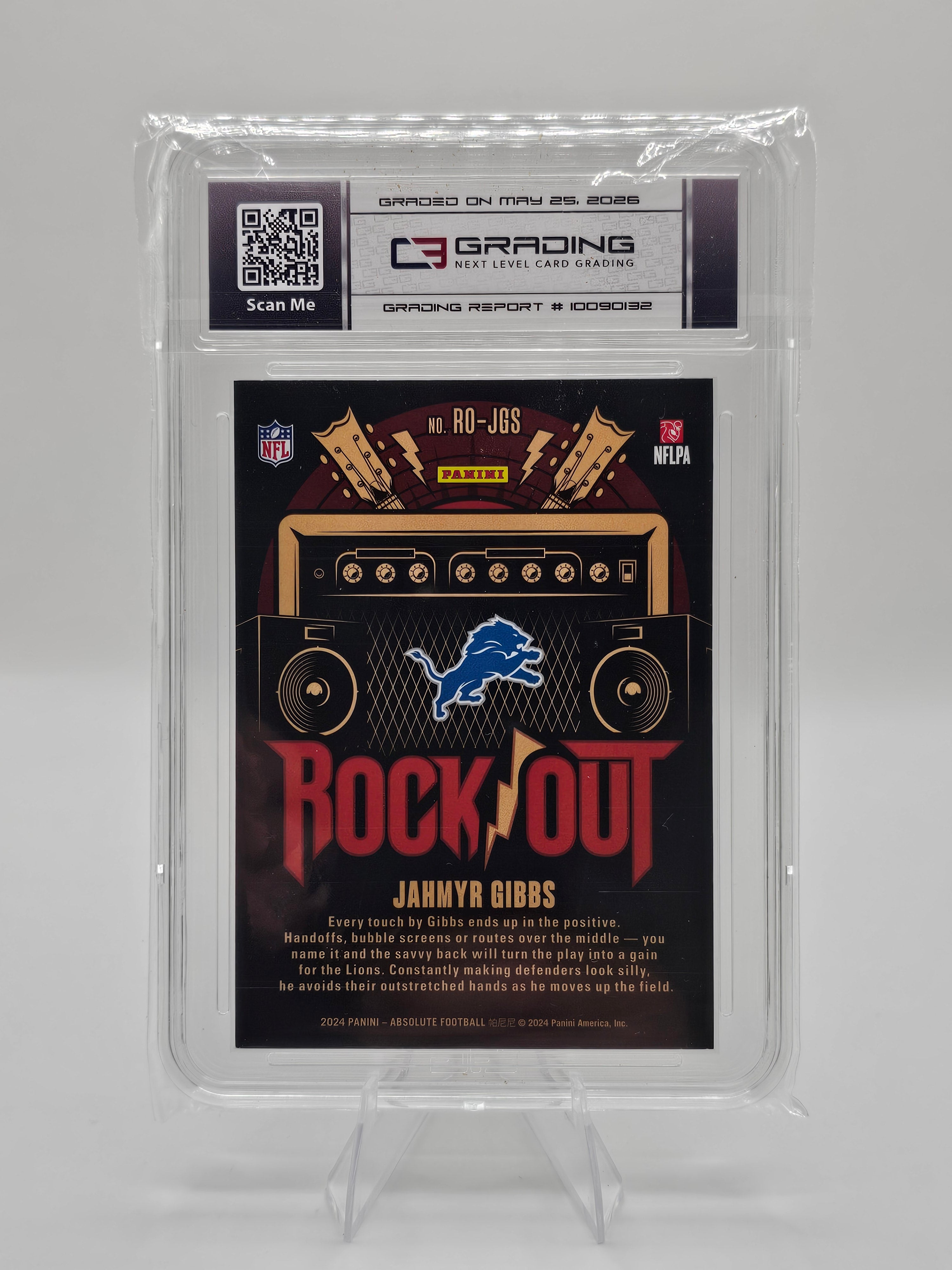 2024 Panini Absolute Rock Out #RO-JGS Jahmyr Gibbs C3 Graded 7.0