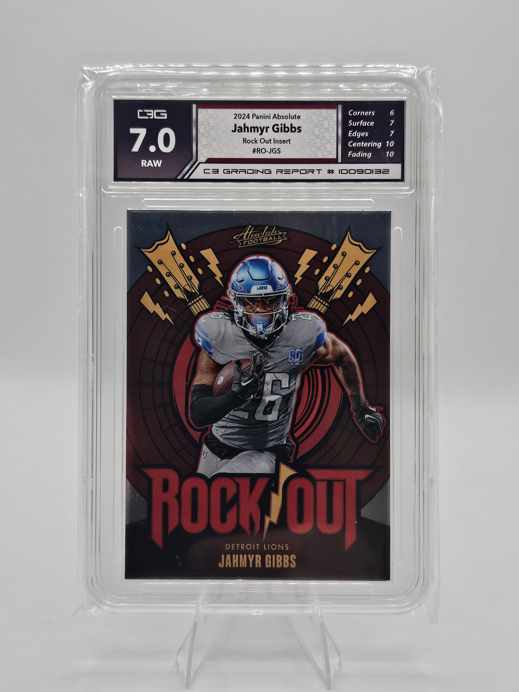 2024 Panini Absolute Rock Out #RO-JGS Jahmyr Gibbs C3 Graded 7.0