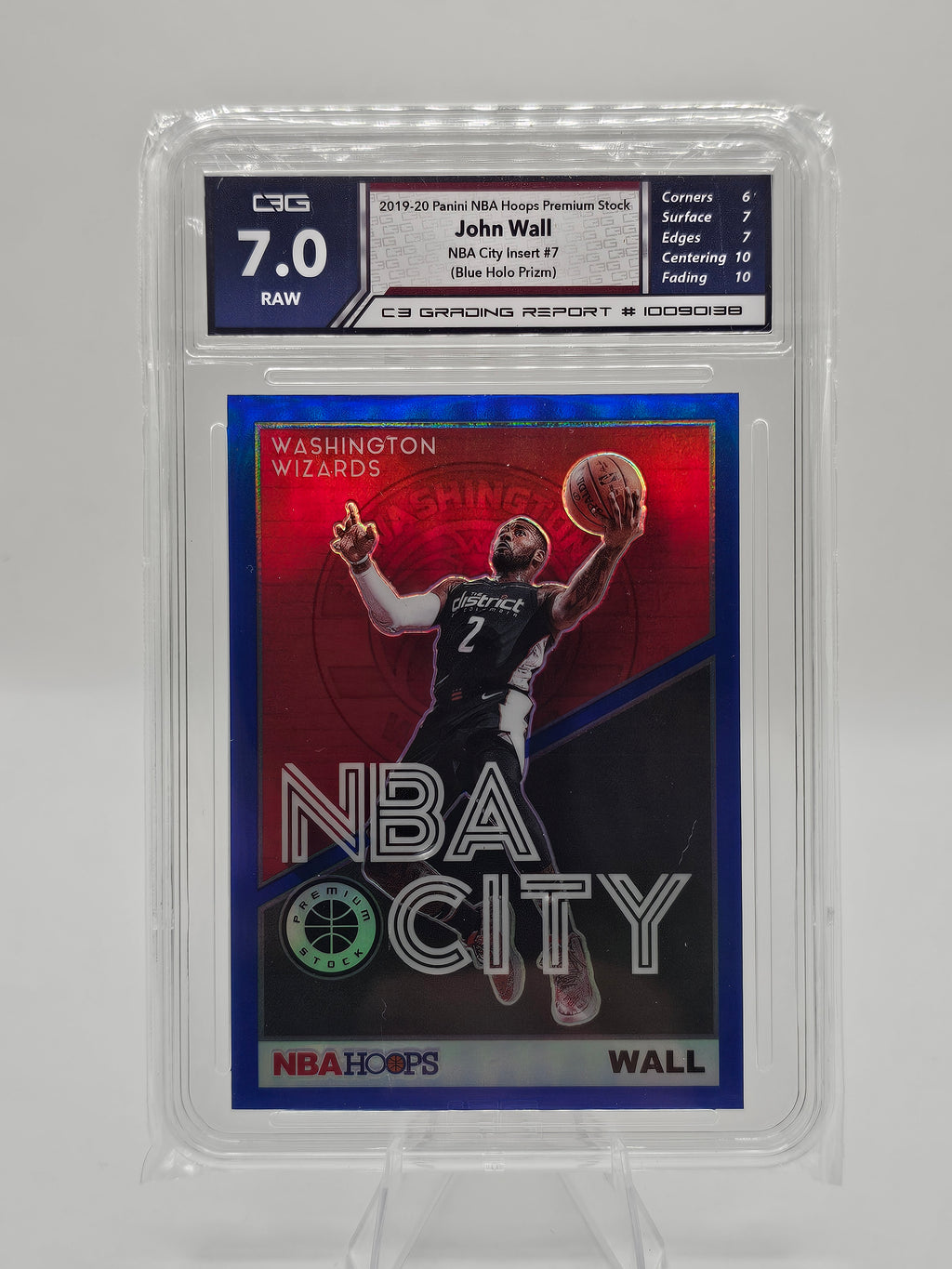 2019–20 Panini NBA Hoops Premium Stock NBA City #7 John Wall Blue Holo Prizm