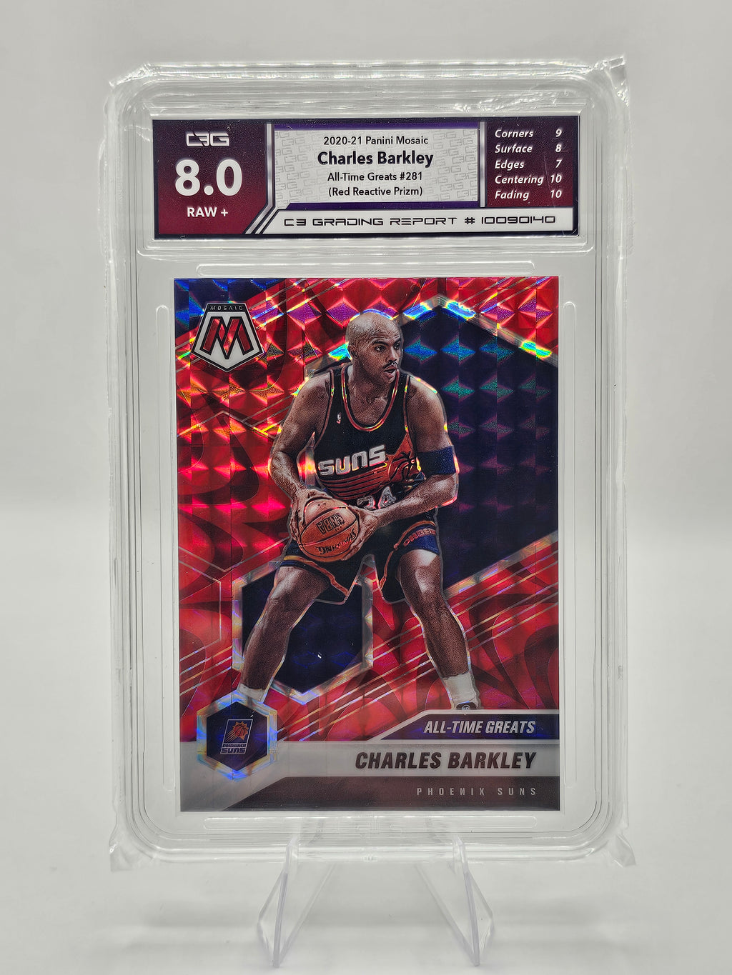 2020–21 Panini Mosaic Charles Barkley #281 Red Reactive Prizm C3 8.0 RAW+