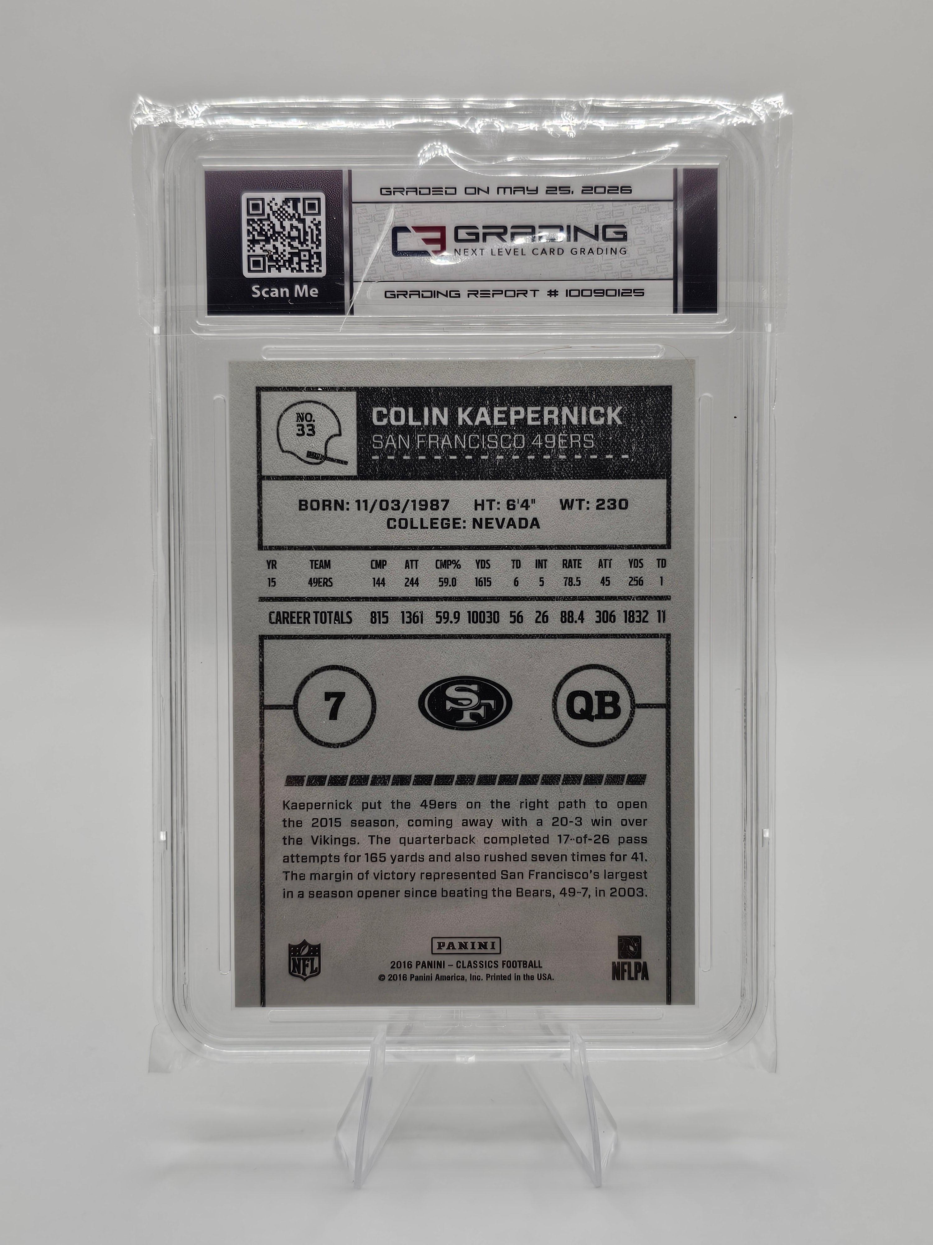 2016 Panini Classics Timeless Tributes Silver #33 – Colin Kaepernick