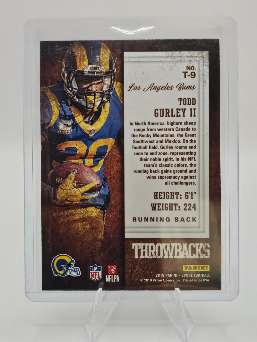 2019 Score Throwbacks #T-9 Todd Gurley II Los Angeles Rams