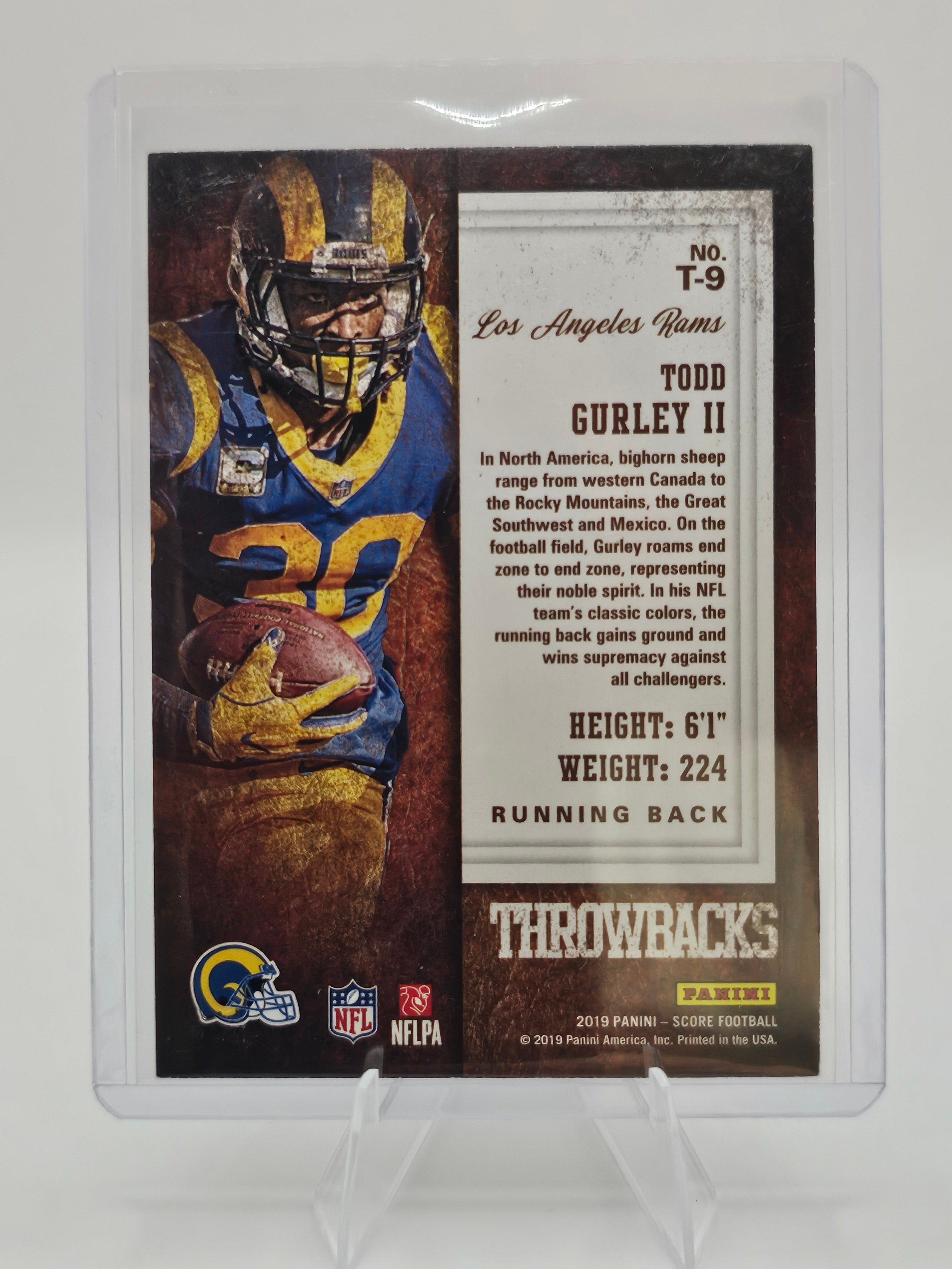 2019 Score Throwbacks #T-9 Todd Gurley II Los Angeles Rams