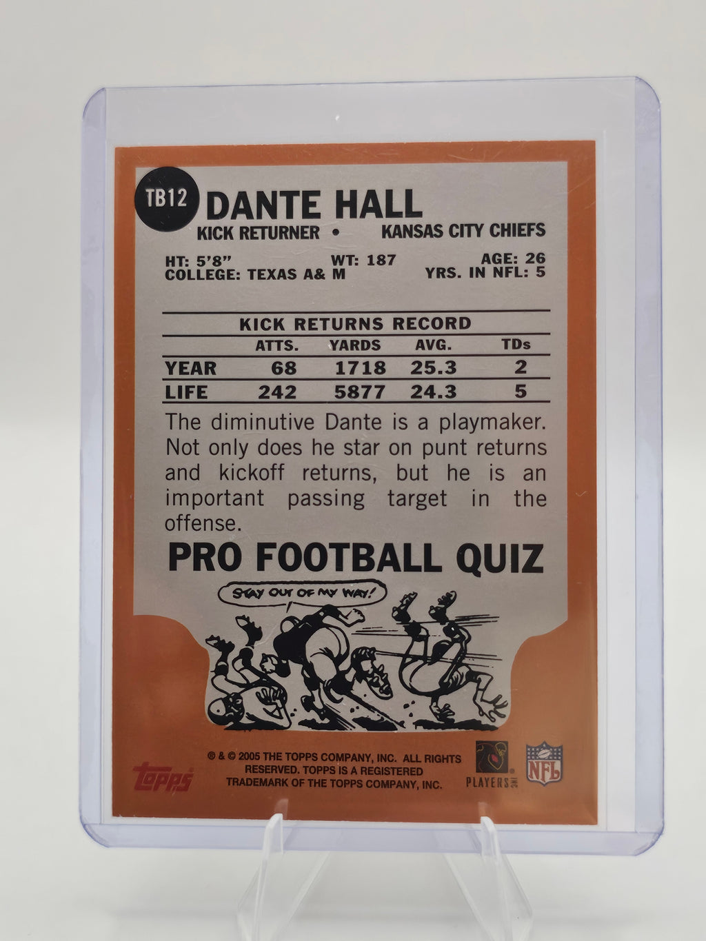 2005 Topps Football 50 Years Chiefs Chiefs TB12 Dante Hall Kansas City Chiefs