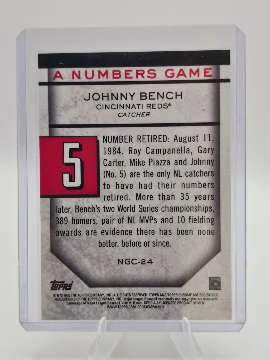 2020 Topps Chrome A Numbers Game NGC-24 Johnny Bench #5 Cincinnati Reds