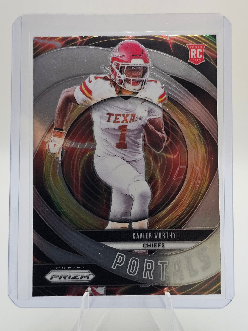 2024 Panini Prizm Portals #10 Xavier Worthy RC Kansas City Chiefs Rookie