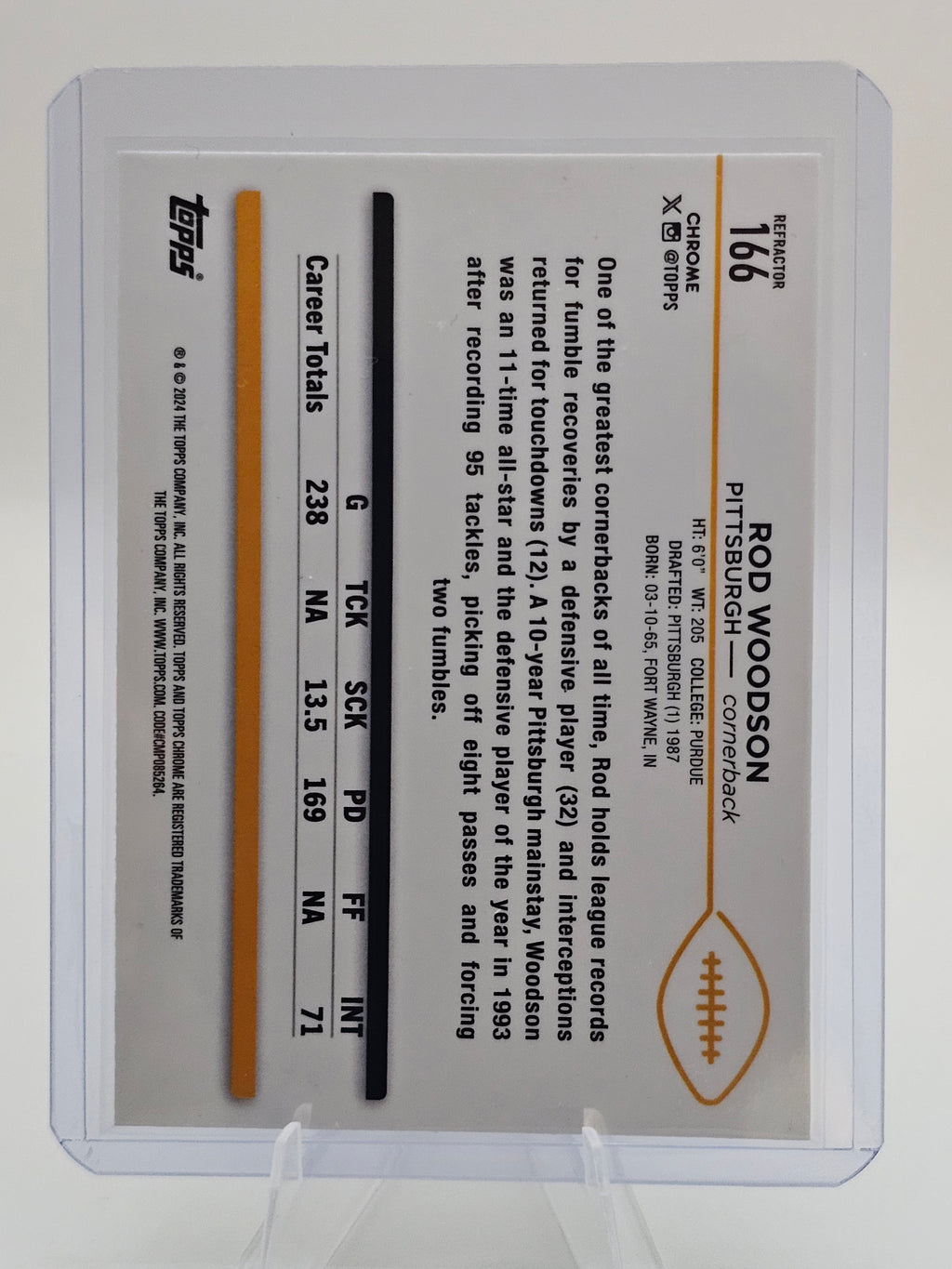 2024 Topps Chrome Refractor #166 Rod Woodson Pittsburgh Steelers Hall of Fame