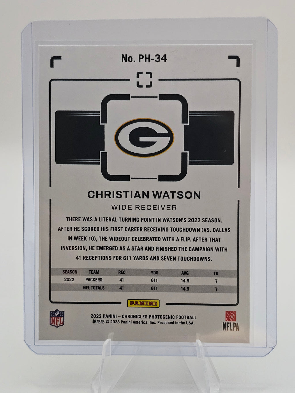 2022 Panini Chronicles Photogenic Christian Watson RC #PH-34 Rookie