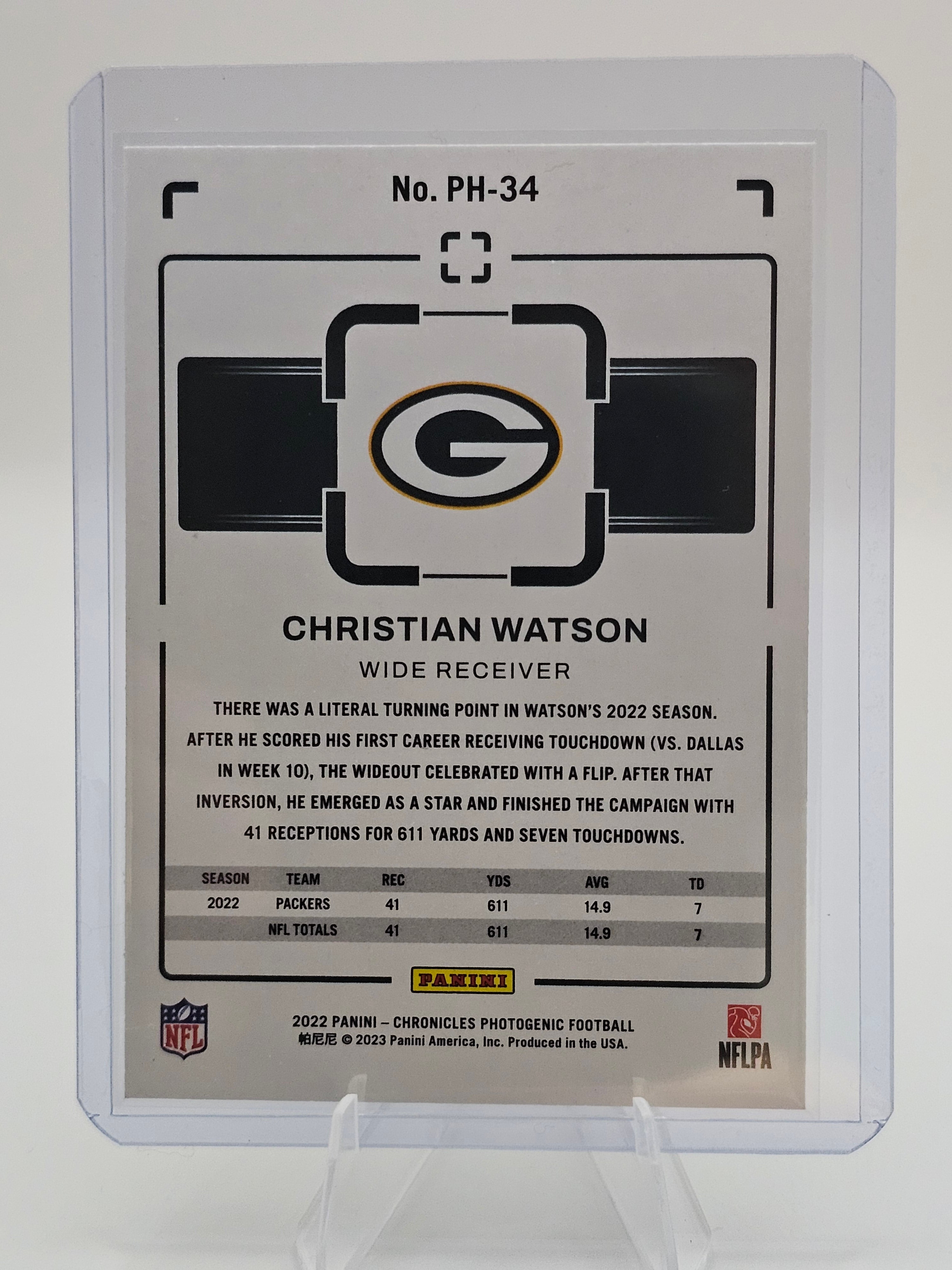 2022 Panini Chronicles Photogenic Christian Watson RC #PH-34 Rookie