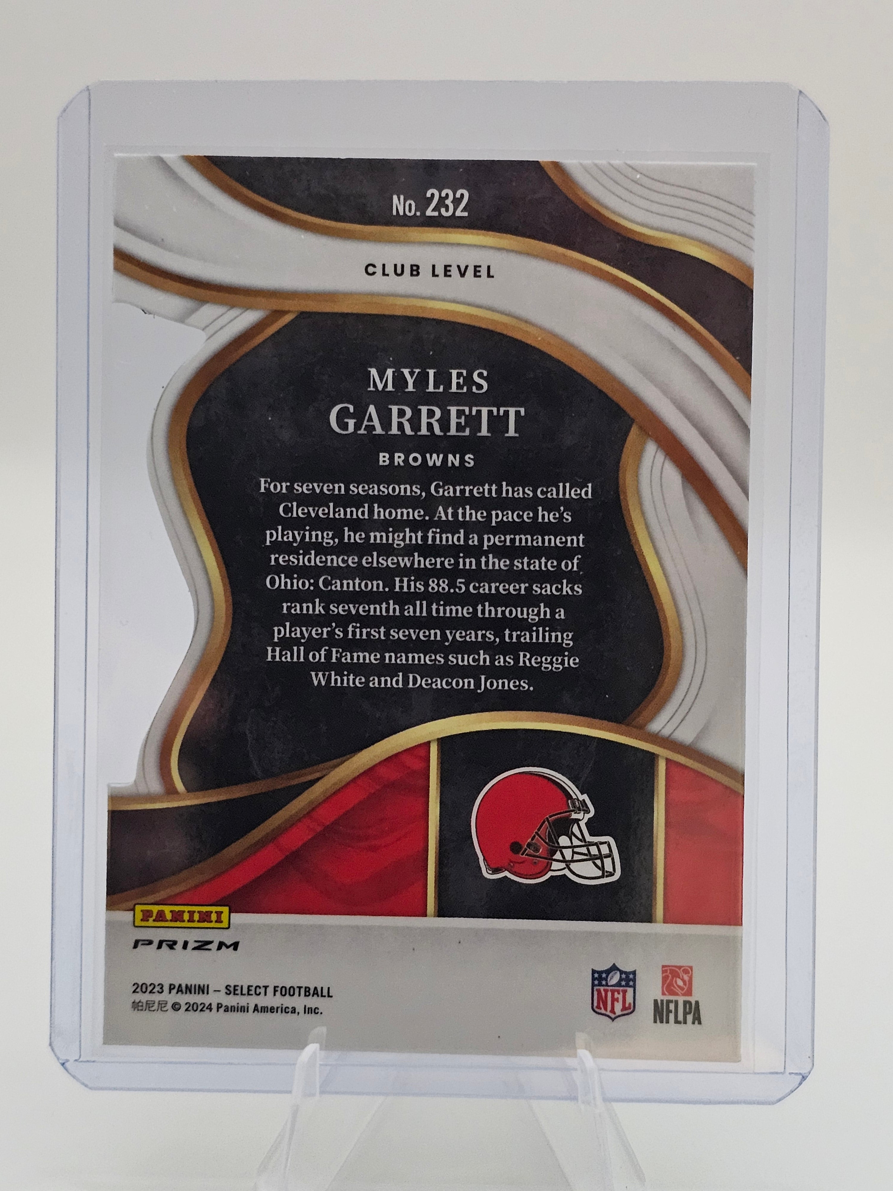 2023 Panini Select #232 Myles Garrett Club Level Silver Prizm Cleveland Browns