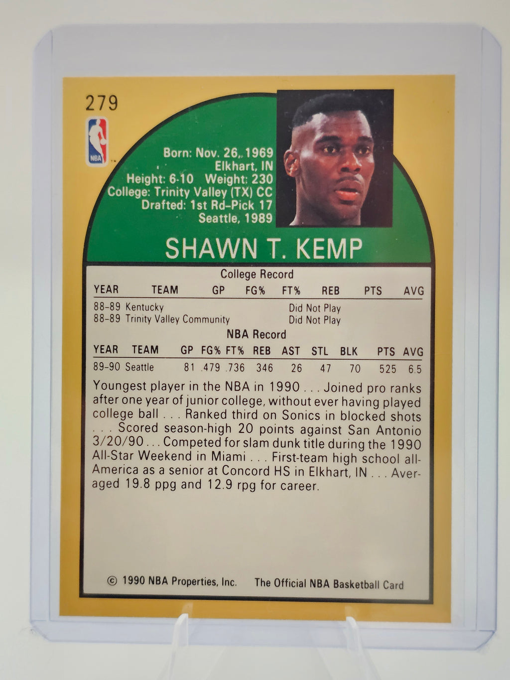 1990-91 NBA Hoops #279 Shawn Kemp Rookie RC Seattle SuperSonics