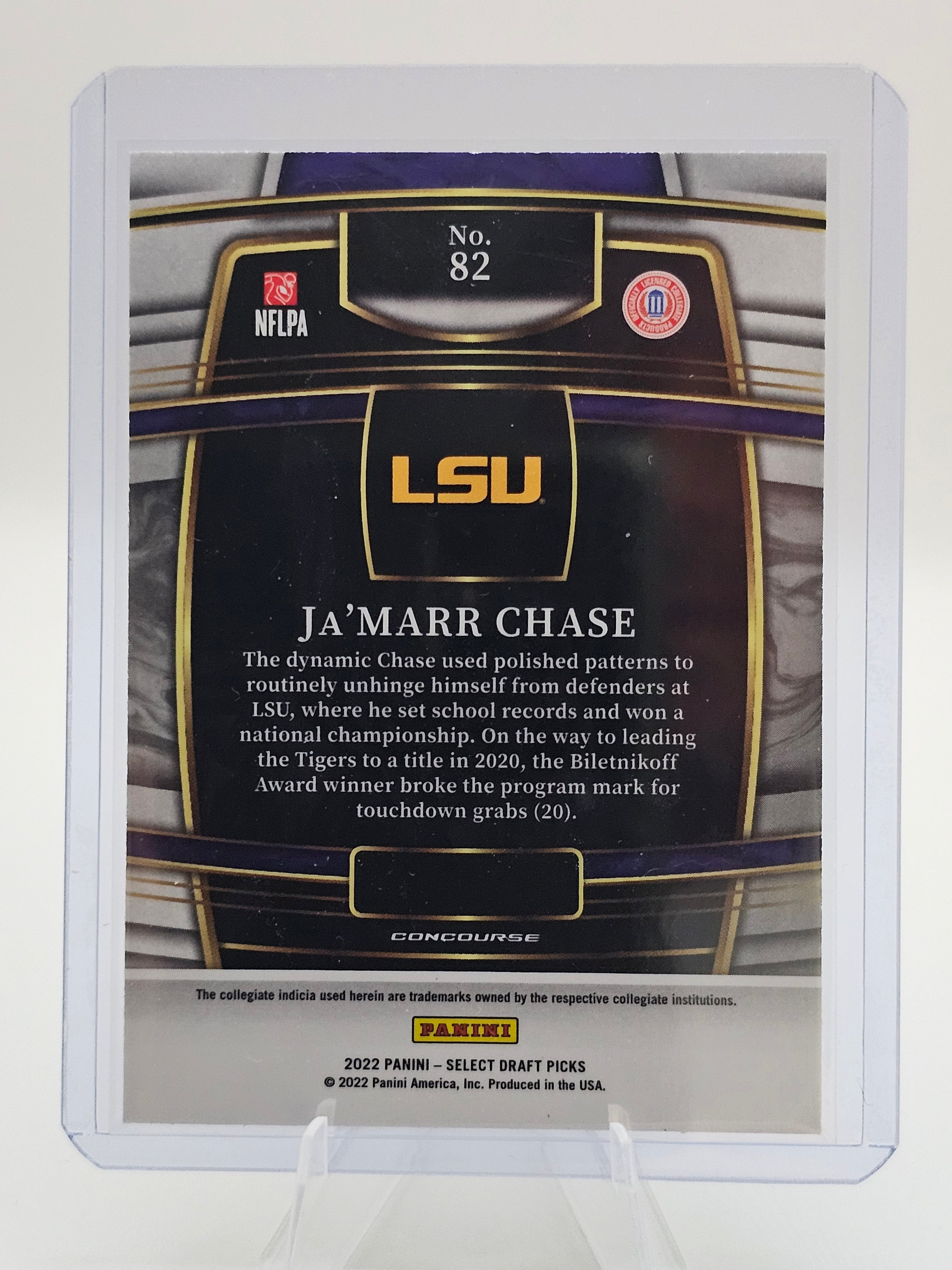 2022 Panini Select Draft Picks Concourse Blue Prizm #82 Ja'Marr Chase