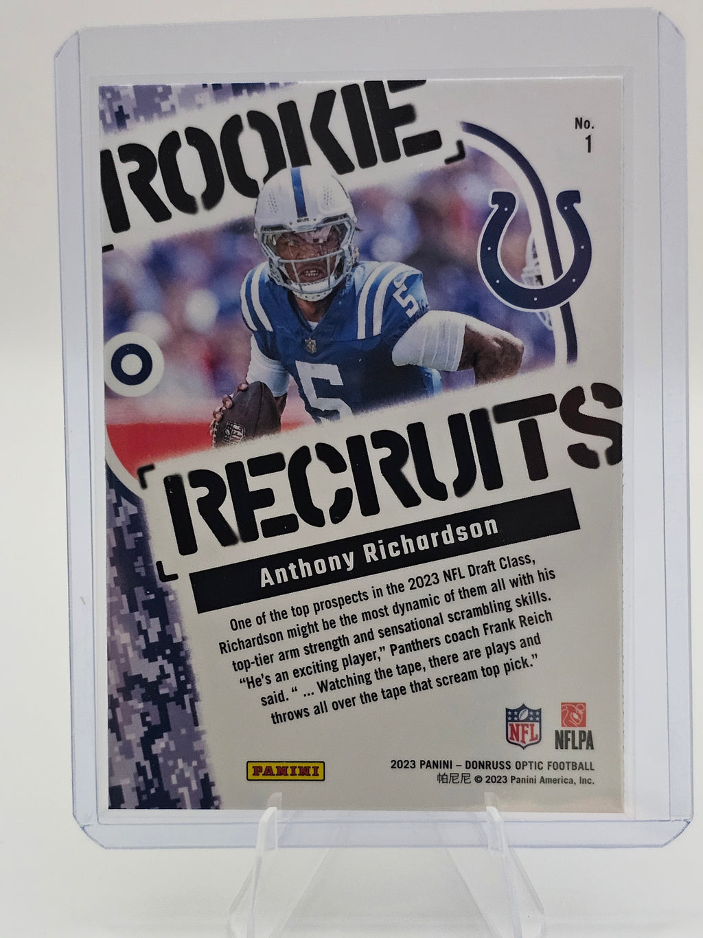 2023 Panini Donruss Optic Rookie Recruits #1 Anthony Richardson RC