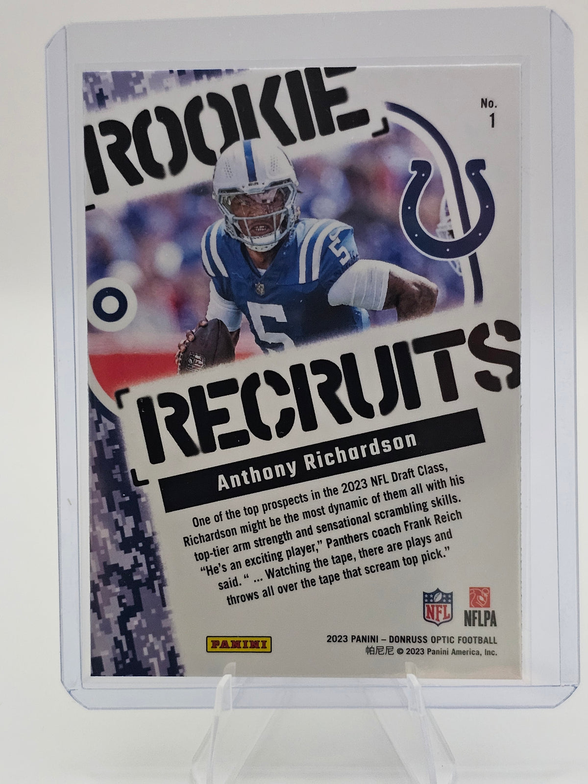 2023 Panini Donruss Optic Rookie Recruits #1 Anthony Richardson RC