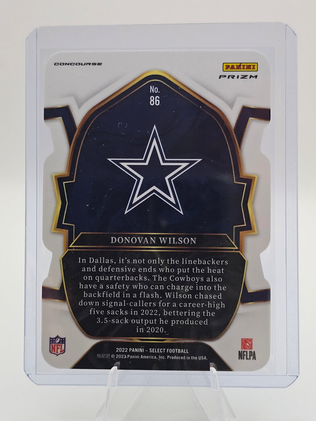 2022 Panini Select Concourse Red & Blue Prizm Die-Cut #86 Donovan Wilson