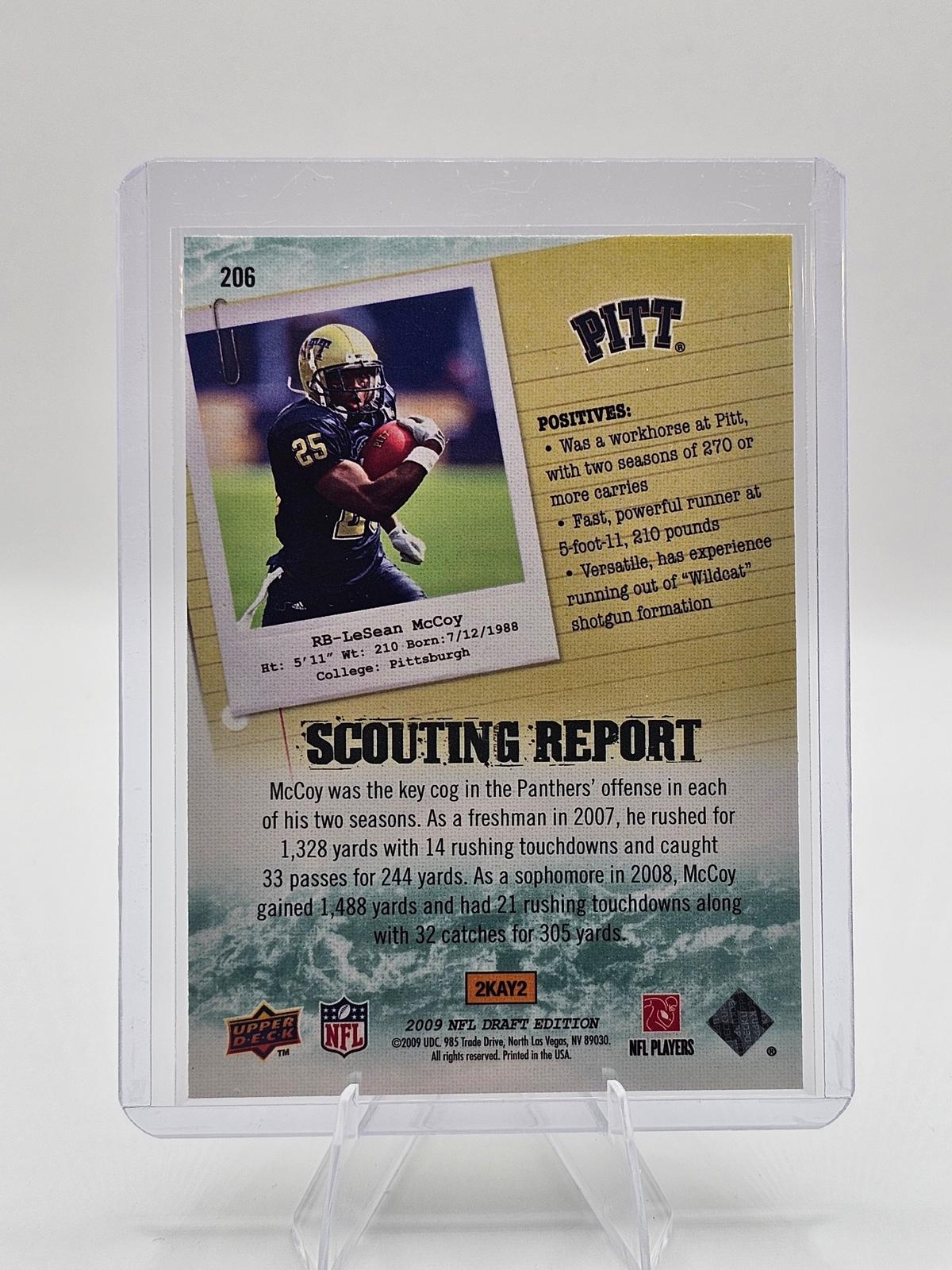 2009 Upper Deck Draft Edition Scouting Report #206 LeSean McCoy RC