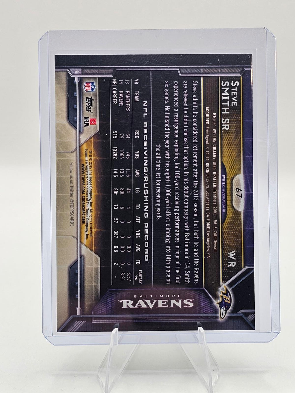 2015 Topps #67 Steve Smith Sr. — Baltimore Ravens