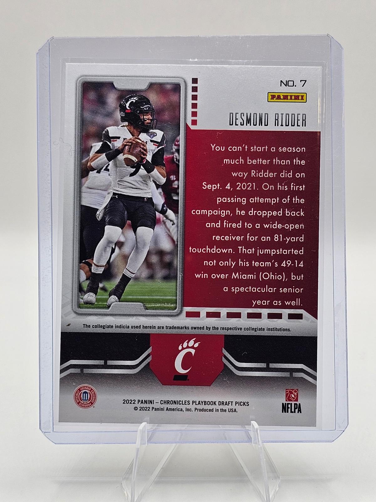 2022 Panini Chronicles Draft Picks #7 Desmond Ridder Playbook